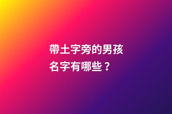 帶土字旁的男孩名字有哪些？